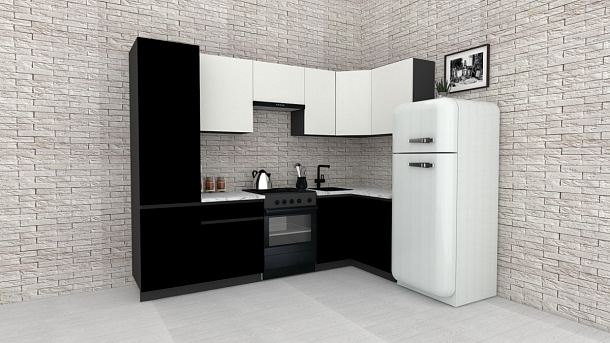 Эко-7 1.2x2.6 правая (белый фасадный/черный/ст.мрамор итальянский)