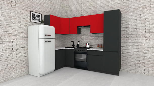 Эко-8 1.2x2.7 левая (красный чили/антрацит/ст.мрамор итальянский)