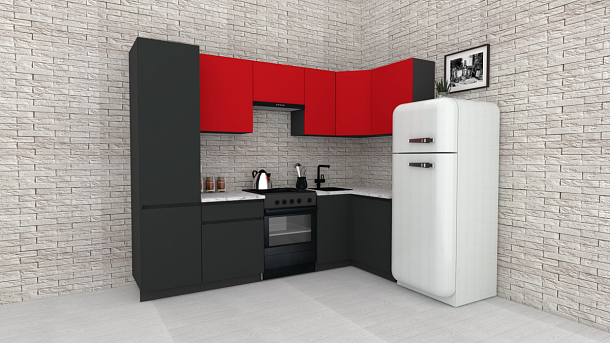 Эко-8 1.2x2.7 правая (красный чили/антрацит/ст.мрамор итальянский)