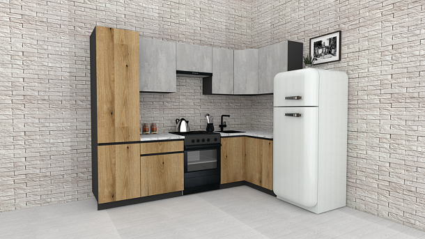 Эко-7 1.2x2.6 правая (бетонный камень/дуб эвок прибрежный/ст.мрамор)