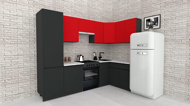 Эко-7 1.4x2.6 правая (красный чили/антрацит/ст.мрамор итальянский)